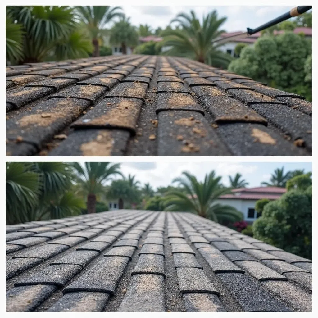 Soft wash roof cleaning in Coral Springs, Broward County — algae and stain removal